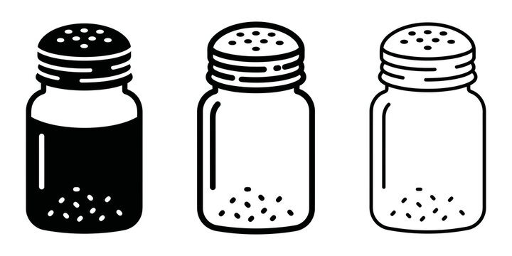 Salt shaker icon silhouette vector outline and line art