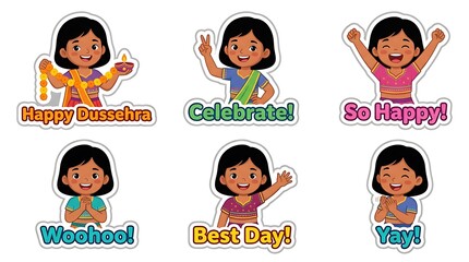 Fototapeta premium Festive Children's Celebration Stickers Highlighting Joyful Moments and Cultural Expressions of Happiness and Excitement