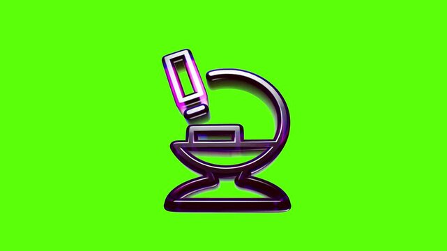 Purple glossy microscope icon representing scientific research and laboratory medicine on a vibrant green background