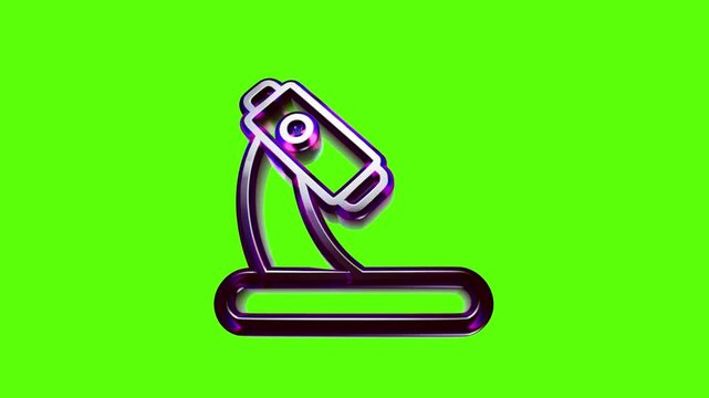 Modern purple neon line art microscope icon for science and laboratory research web and mobile app design