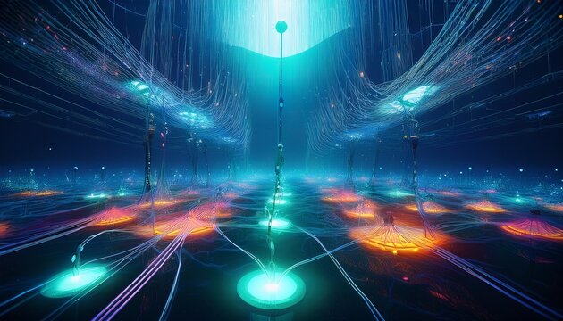 bioluminescent ocean underwater network of light beams link subsea data stations for communication