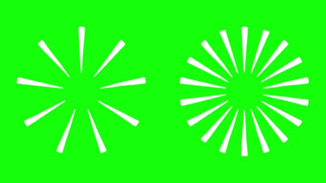 線が長めの円形集中線がカクカク動くフレーム素材(白色)／A white frame featuring long circular focus lines moving with a choppy, jerky motion