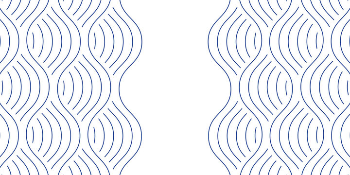 Blue water wave line pattern background. Vector illustration. Japanese style concept.