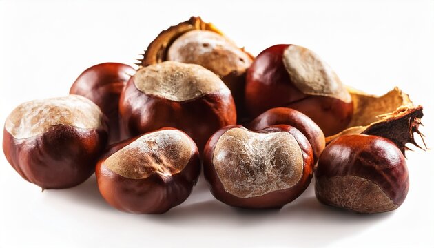 dried horse chestnut speckled husk close up