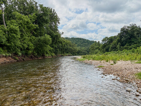 Current River in the forest of the Ozarks of Missouri