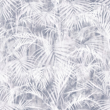 Airy Palms Decorative seamless pattern. Repeating background. Tileable wallpaper print.