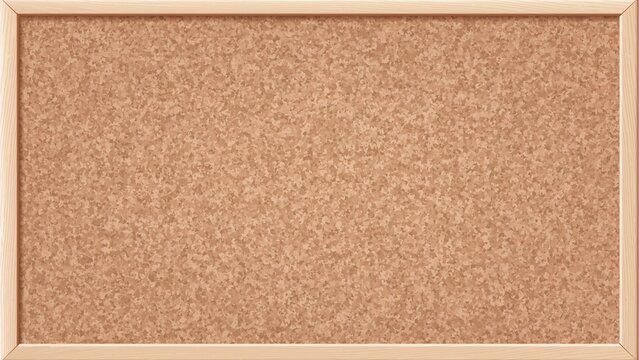 High angle brown cork board isolated on white background with wooden frame