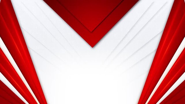 Bold red layered geometric shapes frame a clean center subtle dotted texture, a polished video background for corporate presentations, advertising, announcements, branding and promotional titles.