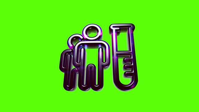 Metallic human figure icon with a laboratory test tube representing medical testing or biological research