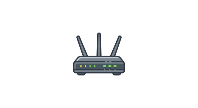 Wireless internet router with three high-gain signal antennas.