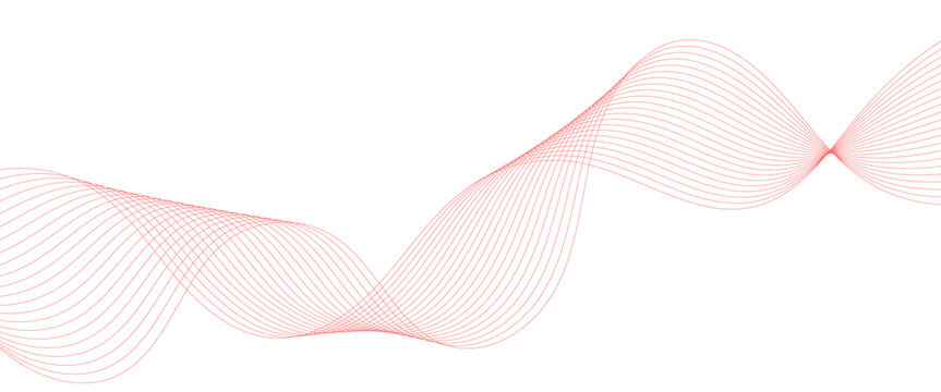 Abstract red wave lines on white background, flowing curved line art pattern, minimalist digital graphic for corporate presentation