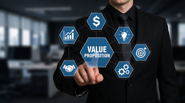 Value proposition business strategy customer benefit financial marketing growth concept