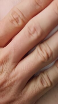 Hand Applies White Body Cream to a Bare Shoulder in Closeup, Showing Personal Care and Skincare Routine Vertical video.