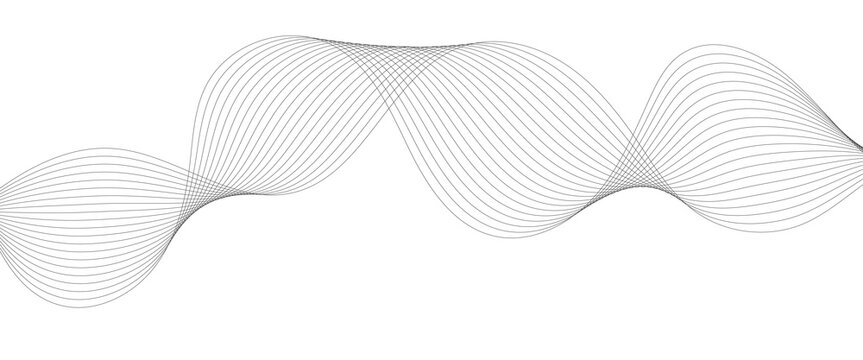 Minimalist abstract wave pattern, elegant gray flowing lines on white background, modern digital soundwave graphic for corporate design