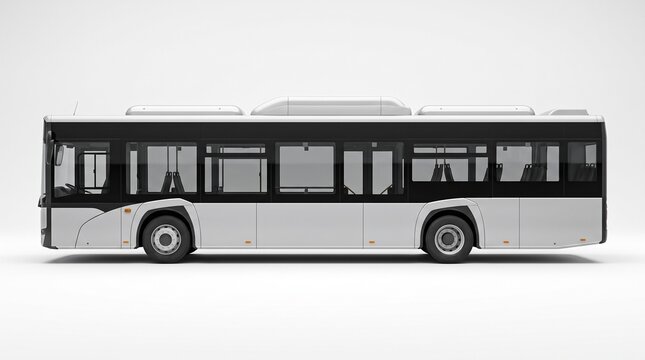 Modern city public transport bus isolated on white background