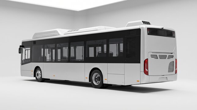 Modern white passenger bus isolated on white background for branding and 3d visualization