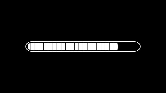 Segmented Progress Bar Animation on Black Background. Download Progress, Preloader Animation Web Design Template. Seamless Loop Animation in 4K with Alpha Channel.