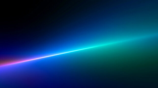Abstract neon light streak across dark blue background with vibrant glow.