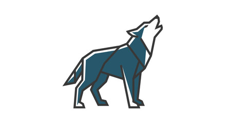 Naklejka premium Geometric howling wolf silhouette icon.