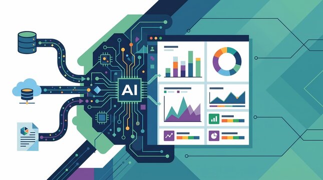 Artificial Intelligence Business Analytics Dashboard and Big Data Processing Concept