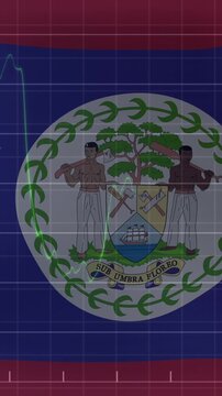 Animation of data processing over flag of belize