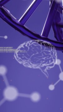 Medical data processing over dna structure spinning against blue background