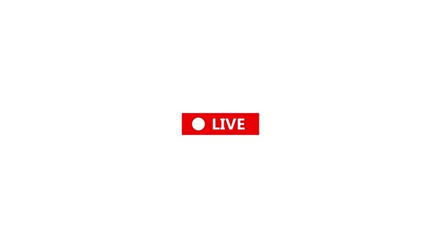 simple live streaming icon animation with transparent background, red button live streaming animation symbol