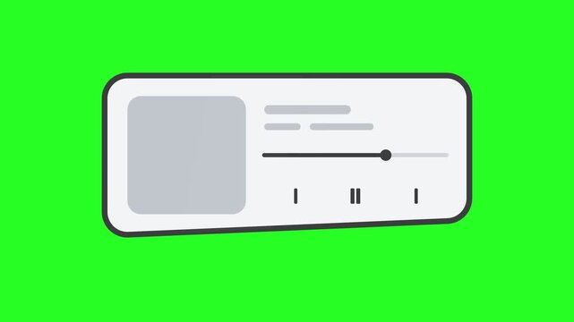 Minimalist Music Player Interface on Green Screen Chroma Key - Audio Media Player UI Animation for Content Creators