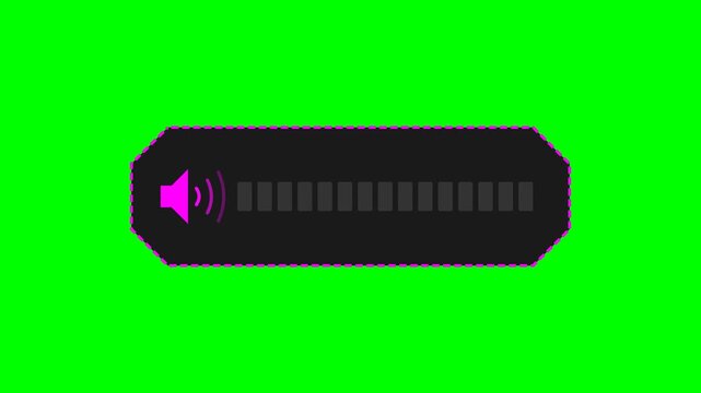 Pink Volume Bar Animation with Speaker Icon on Green Screen Background for Editing and UI Design