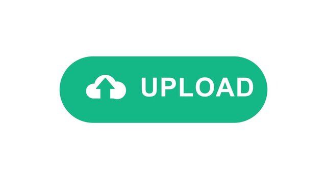 Green Cloud Upload Button Icon for Web Interface and Digital Data Storage System Design Element