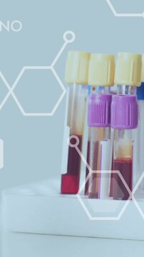 Animation of chemical structures over test tubes