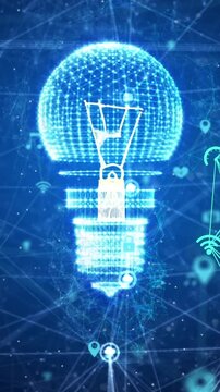 Animation of light bulb, connections and data processing