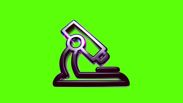 Modern purple metallic microscope icon for scientific research and laboratory biology experiment study