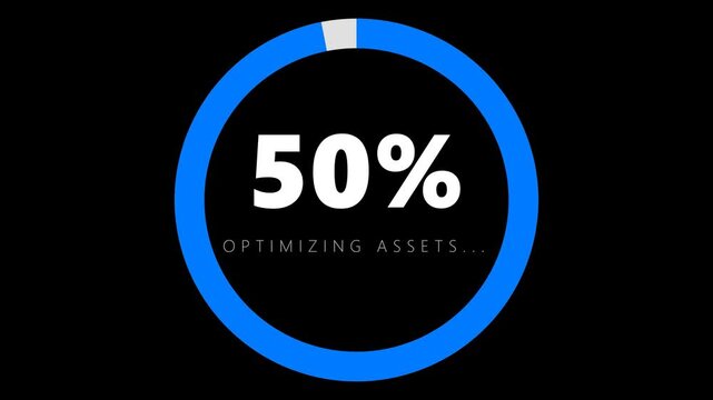 Minimalist Blue Circular Loading Progress Bar Animation with Percentage for Data Processing and Web Development Interface
