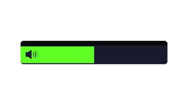Green Audio Volume Progress Bar Increasing Illustration for Digital Media Player User Interface Design