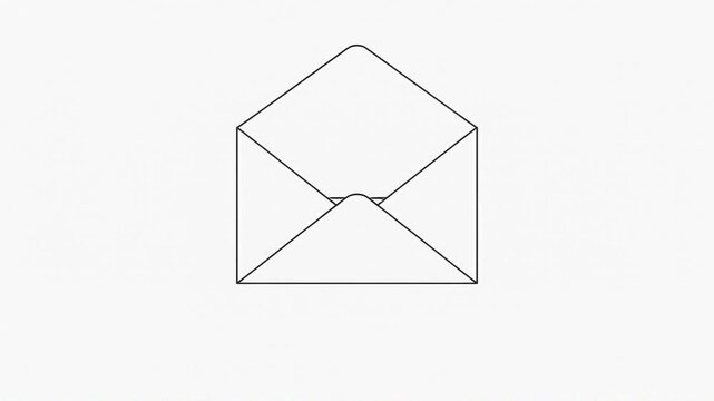 Minimalist line icon of an open mail envelope on light background