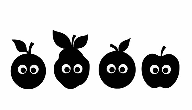 Cute Fruit Silhouette Icons