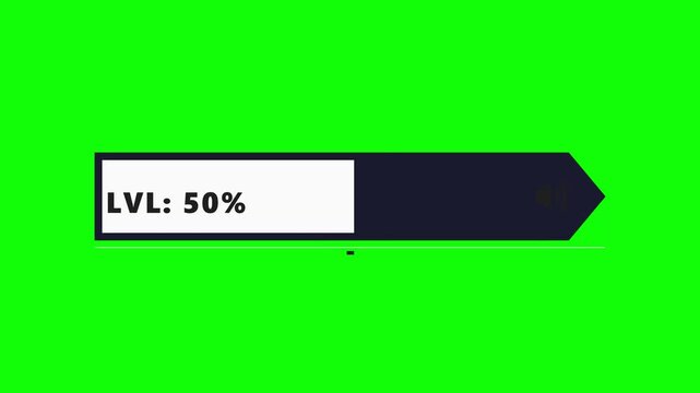 Gaming Level Progress Bar Animation 25 to 75 Percent Green Screen