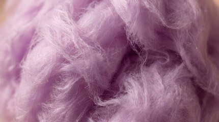 Fototapeta premium Macro purple cotton candy texture | Fluffy lilac candy floss background | Sweet pastel pink violet sugar spun | Soft dreamy fairground treat wallpaper
