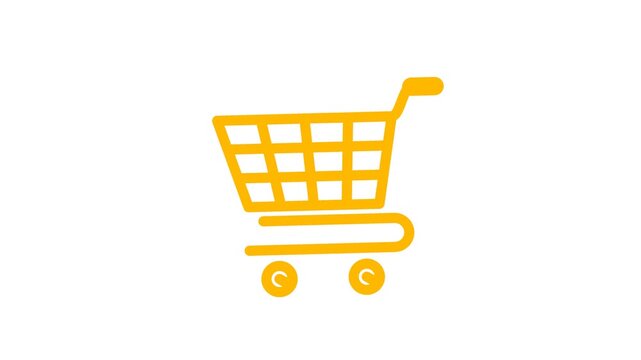 Yellow Hand Drawn Shopping Cart Icon Animation for E-commerce Retail Business and Online Shopping Marketing Concept