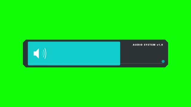 Modern Digital Audio Volume Indicator Bar with Speaker Icon on Green Screen for Production Assets