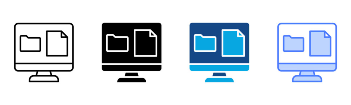 Monitor Icon Multiple Style Vector Illustration