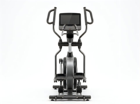 black elliptical cross trainer cardio fitness machine isolated on transparent background