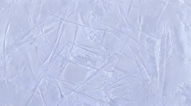 Ice rink surface texture with skate marks | Close up of frozen lake ice scratches | Winter sports background for hockey or skating | Abstract white and blue ice pattern