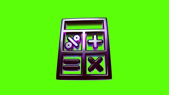 Shiny 3d metal calculator icon with math symbols like plus and equals for business and finance concepts