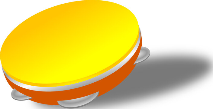 Yellow Tambourine Percussion Musical Instrument Vector Illustration