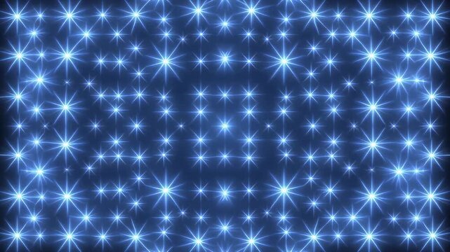 Abstract blue sparkle pattern with subtle cinematic light flares during a slow camera pan