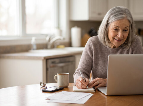 Senior Woman Learning to Use AI at Home