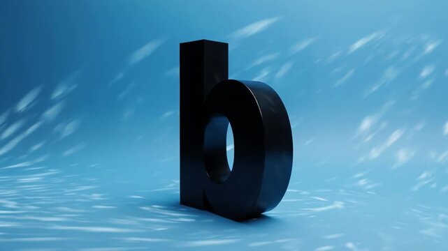 Alphabet Letter D and B rotating in studio light with water ripples
