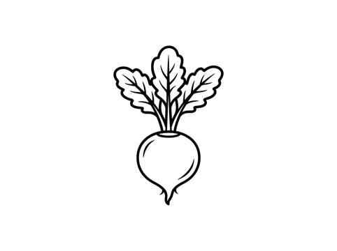 Outlined beet vegetable line art icon.